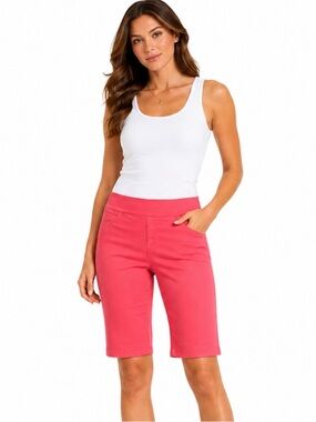Ruby Rd. Petite Pink Bermuda Shorts Stretch Pull-On Size 8P